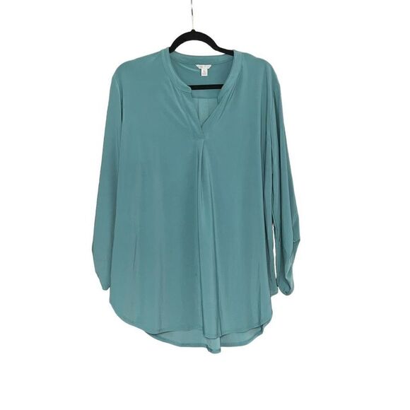 Cato Tops - CATO Green V-Neck Blouse Size 1X